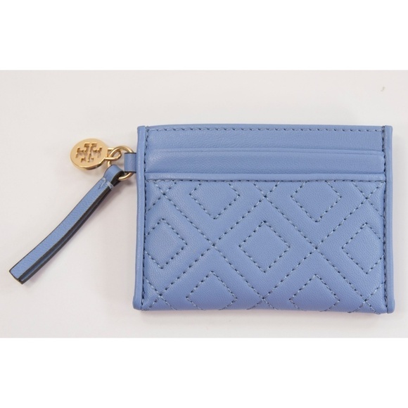 Tory Burch Larkspur Blue Leather Fleming Card Case - Picture 3 of 5
